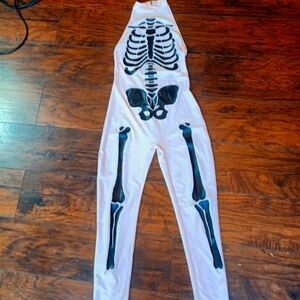 RARE Doll’s Kill Pastel Pink Skeleton Halter Bodysuit